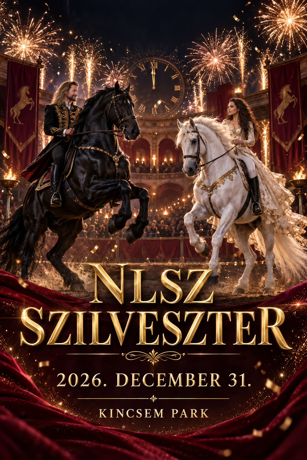 NLSZ Szilveszter 2026 plakát – Nemzeti Lovas Színház